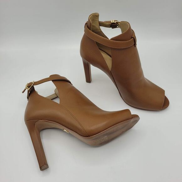 Michael Kors Brown Peep-Toe Heels - Picture 1 of 16